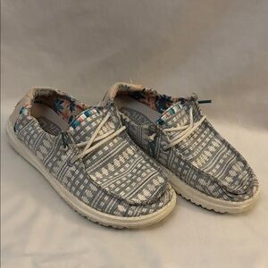 Hey Dude Women’s Gray Patterned Slip-On Loafers with White Accents